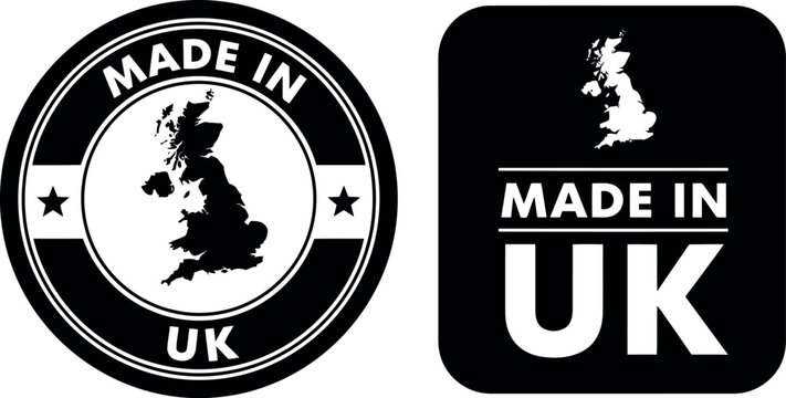 Made in UK Badge Set with United Kingdom Map and Stars