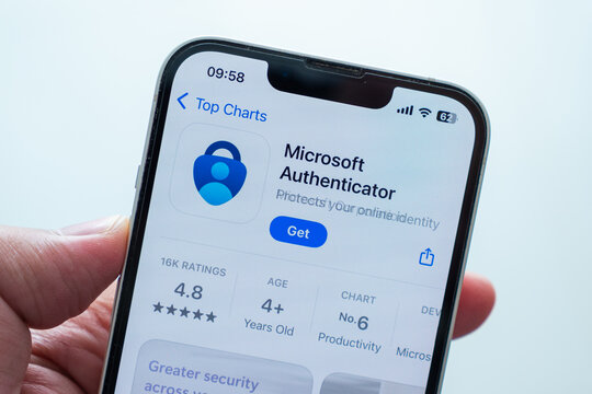Chachoengsao, Thailand - Nov 28, 2025: Smartphone displaying the Microsoft Authenticator security app interface