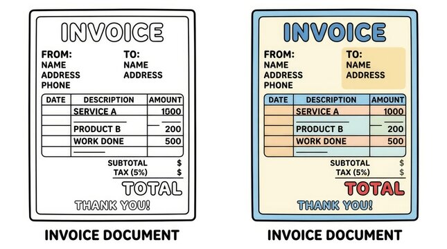 Invoice Document Illustration Business and Financial Transaction Concepts.