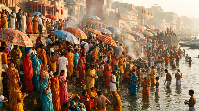 Ganga dussehra festival celebration at the holy river ghats
