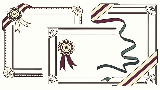 Certificate frame borders with ribbons and seals certificate document