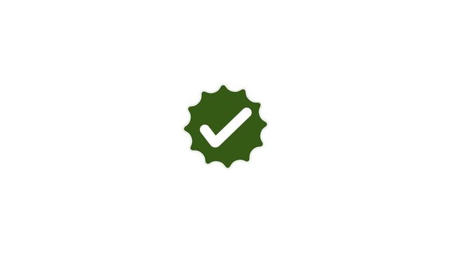Green Verified Badge Icon with Check Mark on White Background image photo