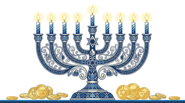 Traditional Jewish Menorah Hanukkah Candleholder.