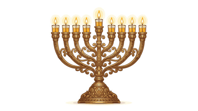 Traditional Jewish Menorah Hanukkah Candles.