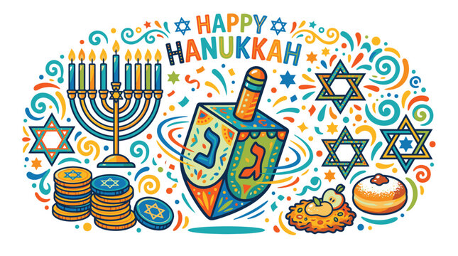 Colorful Dreidel for Jewish Holiday.