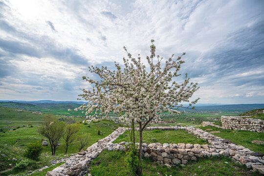 Scenic views of the archaeological remains and monumental stone walls of Hattuşa (Hattusha),  located in Boğazkale, &Ccedil;orum, this sprawling site was the fortified capital city of the Hittite Empire duri