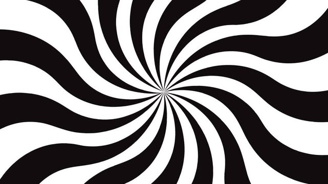 Hypnotic black and white spiral swirl animation with optical illusion effect