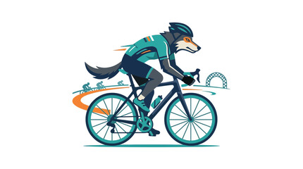 Naklejka premium Anthropomorphic Dog Cyclist Racing Bicycle