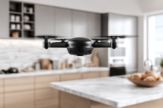 household drone equipped with advanced technology assists in locating lost items around home