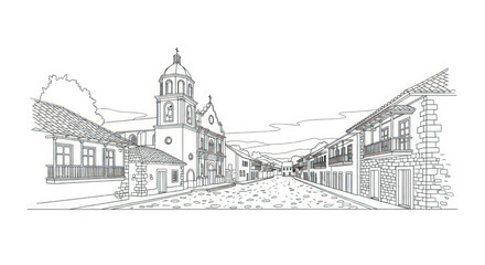 Obraz premium City street with old buildings.