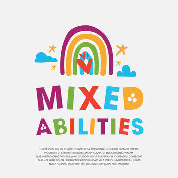 Mixed ability Card and Poster Template design, vector illustration.