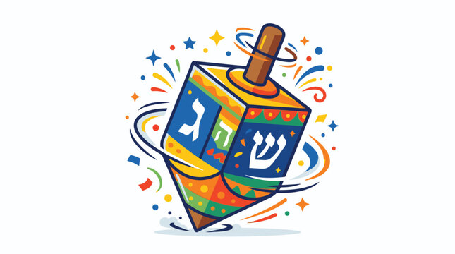Colorful Dreidel with Hebrew Letters 7.
