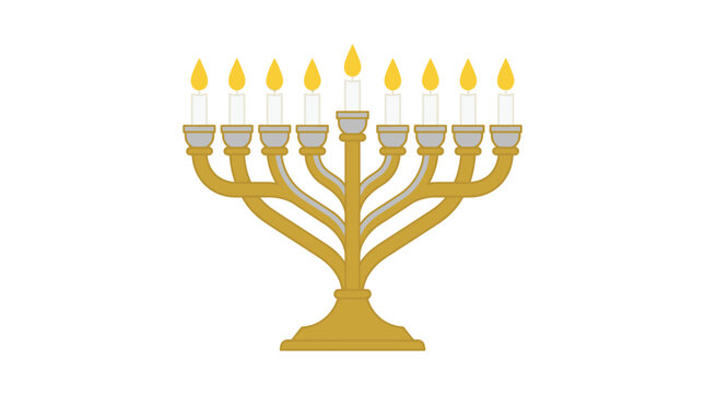 Golden Menorah with Lit Candles 11.