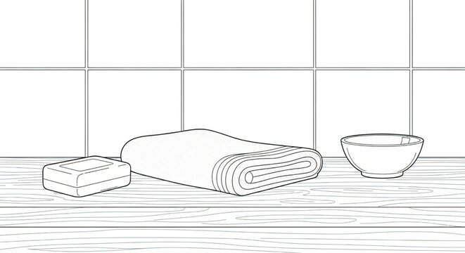 Bathroom soap towel bowl set.