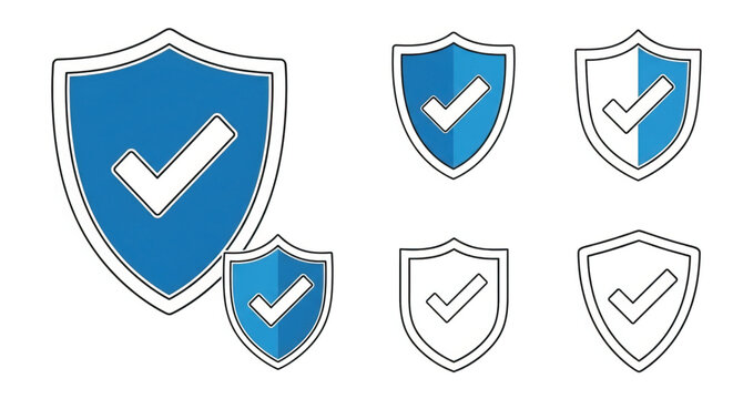 Blue and white shield icons checkmark.