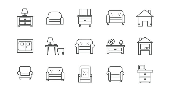 Vector illustration of vector illustration of various furniture icons