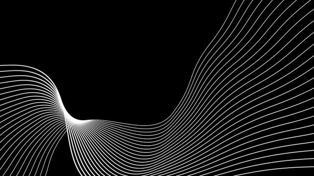 curved wavy lines tech futuristic motion background. dynamic abstract line waving loop line. Metaverse Abstract Seamless wave abstract lines stream 4K background loop
