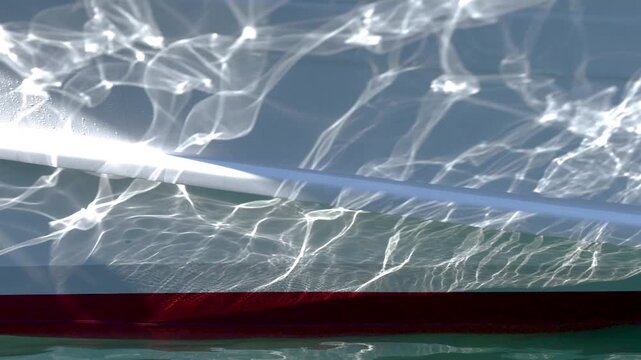 Sunlight Caustics Reflecting on White Yacht Hull in Portofino Harbor