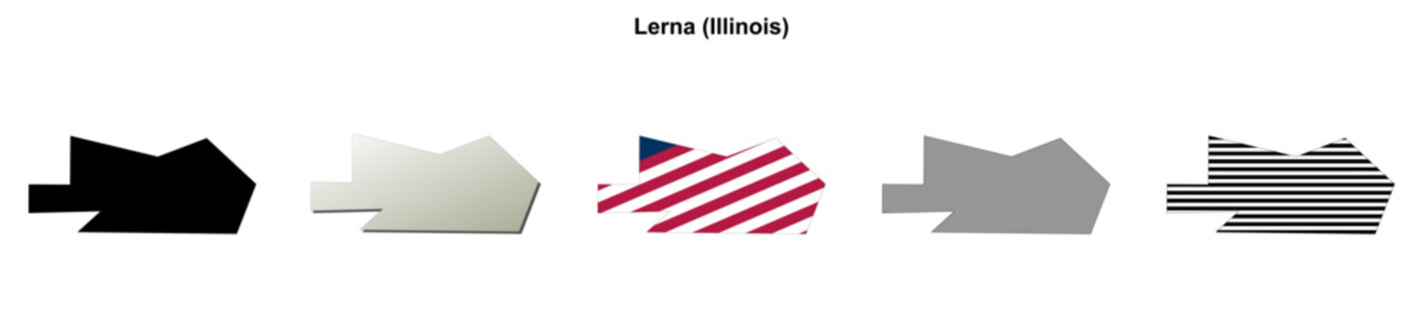 Lerna (Illinois) blank outline map set
