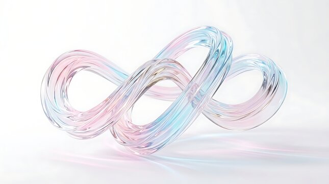 Light refractions through glass ribbons in infinity symbol shape