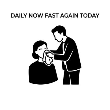 Person assisting another person with a tissue for their nose.
