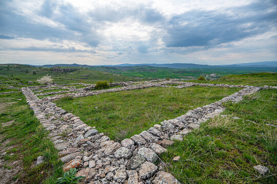 Scenic views of the archaeological remains and monumental stone walls of Hattuşa (Hattusha),  located in Boğazkale, &Ccedil;orum, this sprawling site was the fortified capital city of the Hittite Empire duri