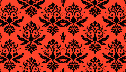 Fototapeta premium Baroque Inspired Ornament Wallpaper Damask Vector Pattern Design