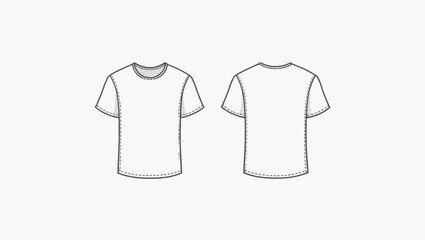Naklejka premium Vector illustration of vector illustration of blank tshirt outlines front and back