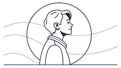 Profile portrait of young person line art with portrait minimalist silhouette © siri