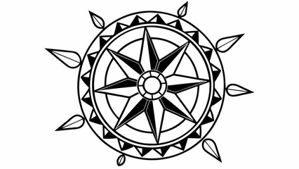 Compass rose mandala circular nautical graphic with nautical, navigation © Ety