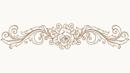 Floral ornament with roses and swirling leaves a detailed vector illustration in sepia tones acanthus arabesque art nouveau © Kapil