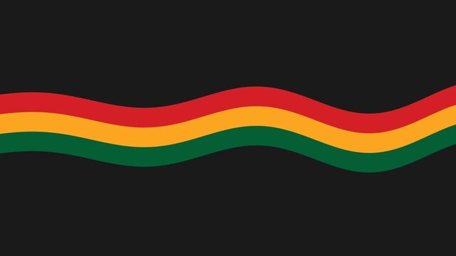 Vibrant Juneteenth Wavy Stripes in Red Yellow Green on Dark Background.
