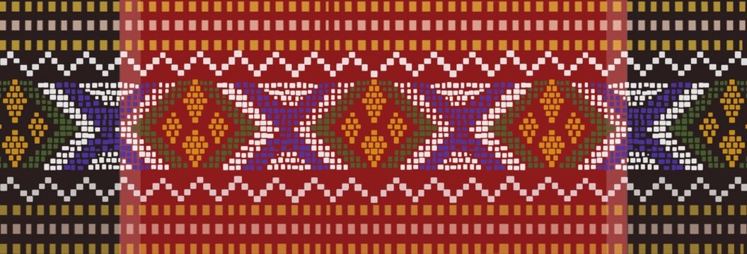 Batak ethnic ulos cloth pattern black red