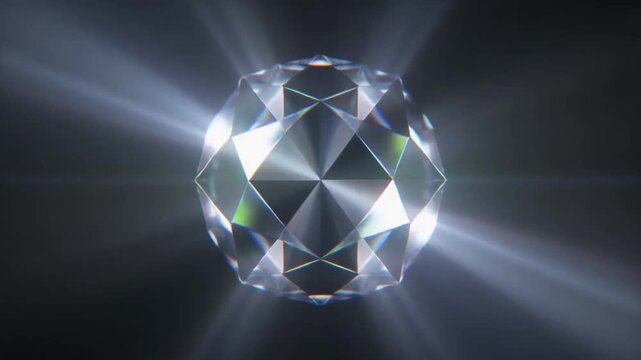 3d diamond gem rotation with sparkling light reflections animation