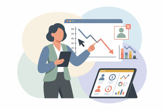 Business Woman Analyzing Financial Statistics and Declining Performance