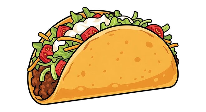 Traditional hard shell taco filled with meat lettuce