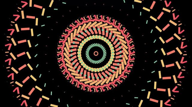 Abstract circle repeater animation isolated on black background