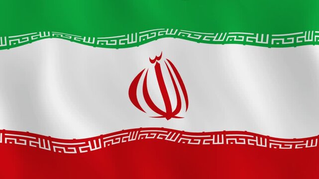 Waving Iran national flag animation isolated on black background