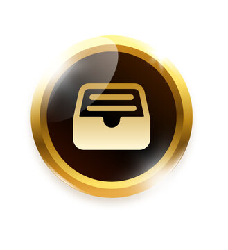 Glossy gold file tray full symbol with metallic round gradient