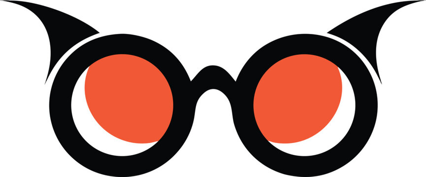 Creative devil horn eyeglasses icon isolated on transparent background, Vector