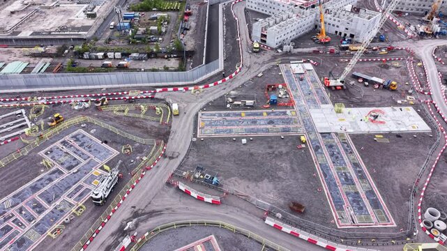     HMP Glasgow Construction Site Showing Early Building Development from Above in Glasgow Scotland