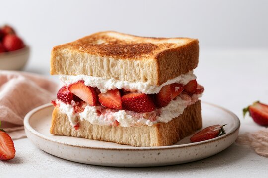 A delicious homemade sando with strawberries.