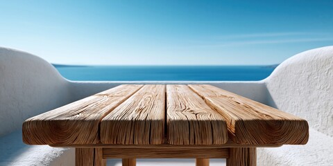 Fototapeta premium Coastal elegance with rustic wood and breathtaking views