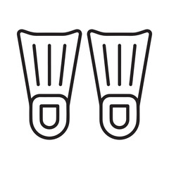 Pair Of Swim Fins Black Line Art Silhouette On Transparent Background © kakolicrator