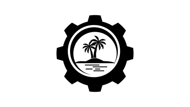 Vacation symbol, black isolated vector silhouette