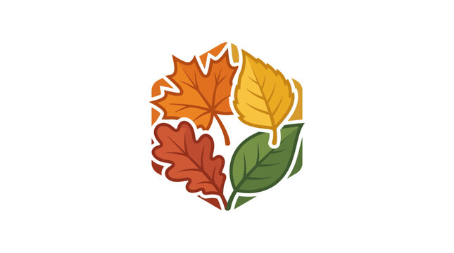 Autumn Leaves Hexagon Icon - Fall Season Organic Design