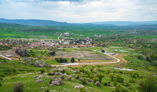 Scenic views of the archaeological remains and monumental stone walls of Hattuşa (Hattusha),  located in Boğazkale, &Ccedil;orum, this sprawling site was the fortified capital city of the Hittite Empire duri