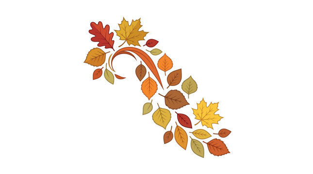 Autumn Leaves Swirl Decoration - Fall Seasonal Design Element