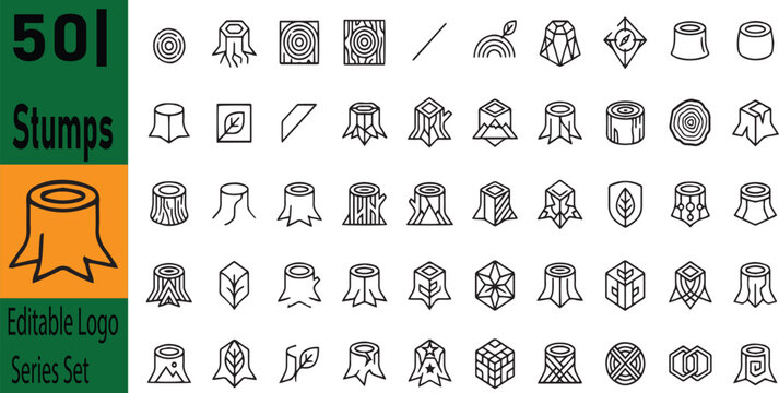 Tree Stump Icons Set Vector Graphic Collection wood nature icon set