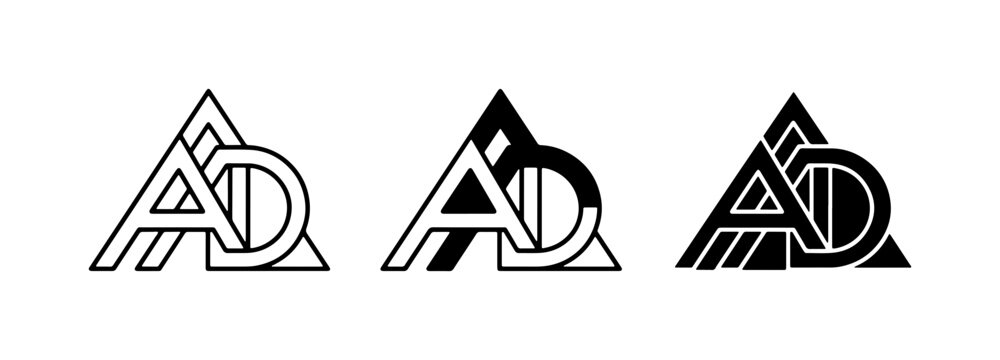Geometric AD Monogram Logo, Abstract Triangle Design, Modern Brand Identity Elements